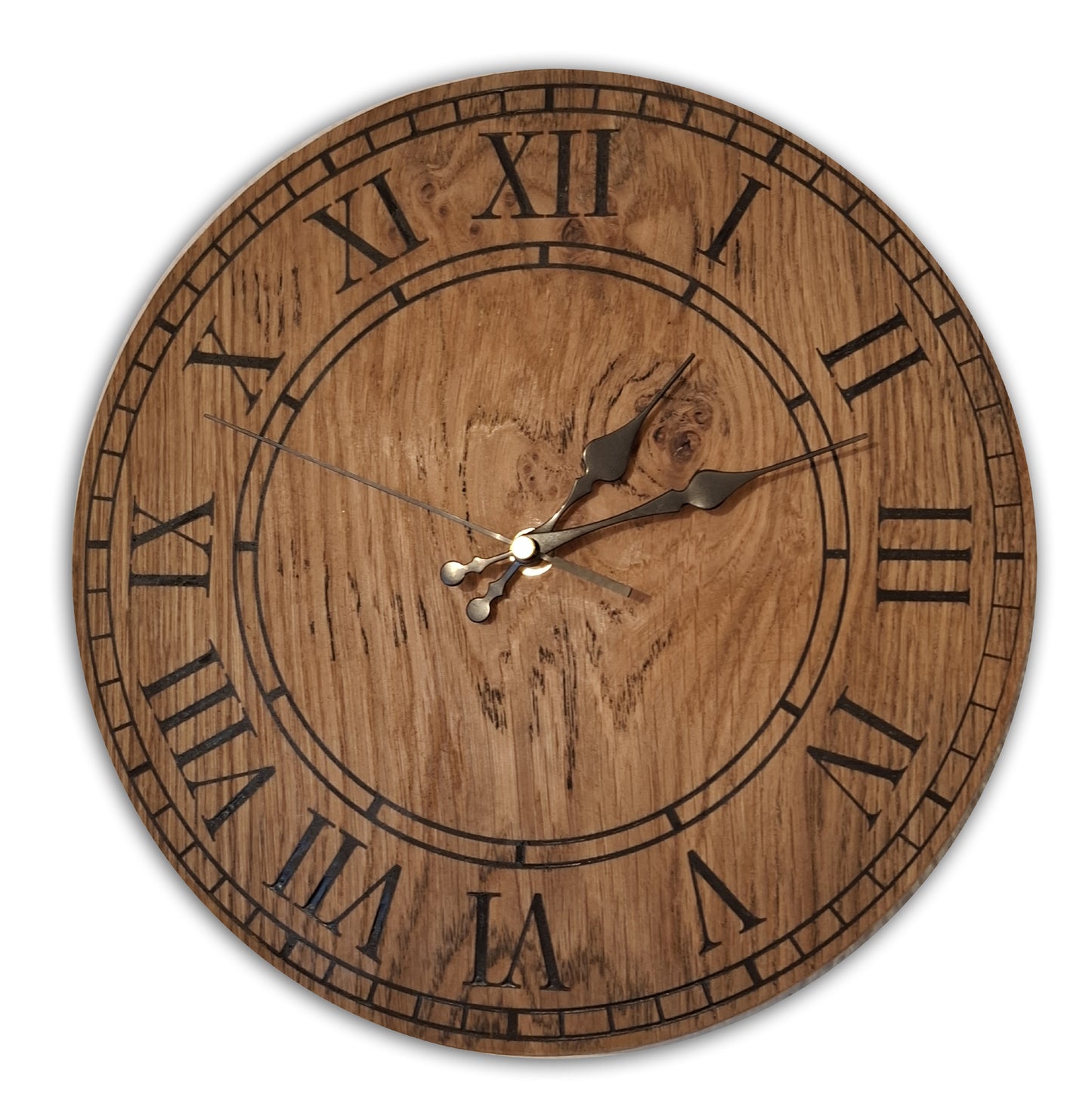 Wanduhr aus Holz Vintage rustikal Shabby mit graviertem Inlay 30cm - Handgefertigte Uhr Vintage Stil