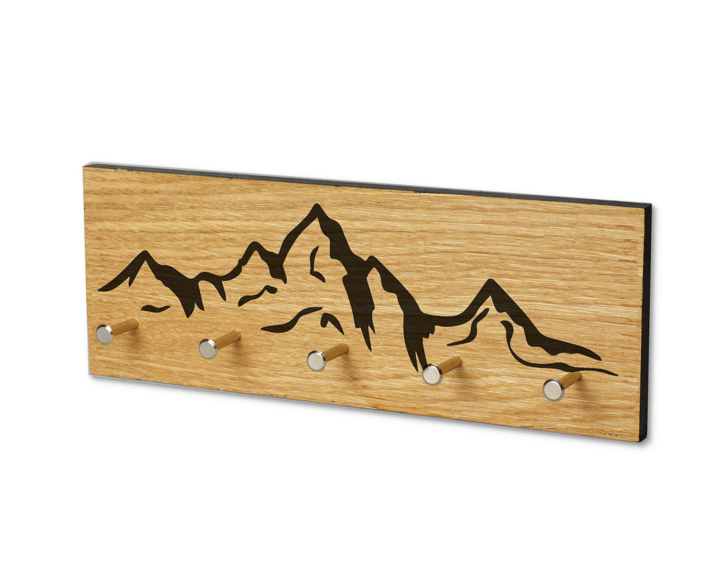 Schlüsselleiste aus Holz mit Gravur Bergmotiv