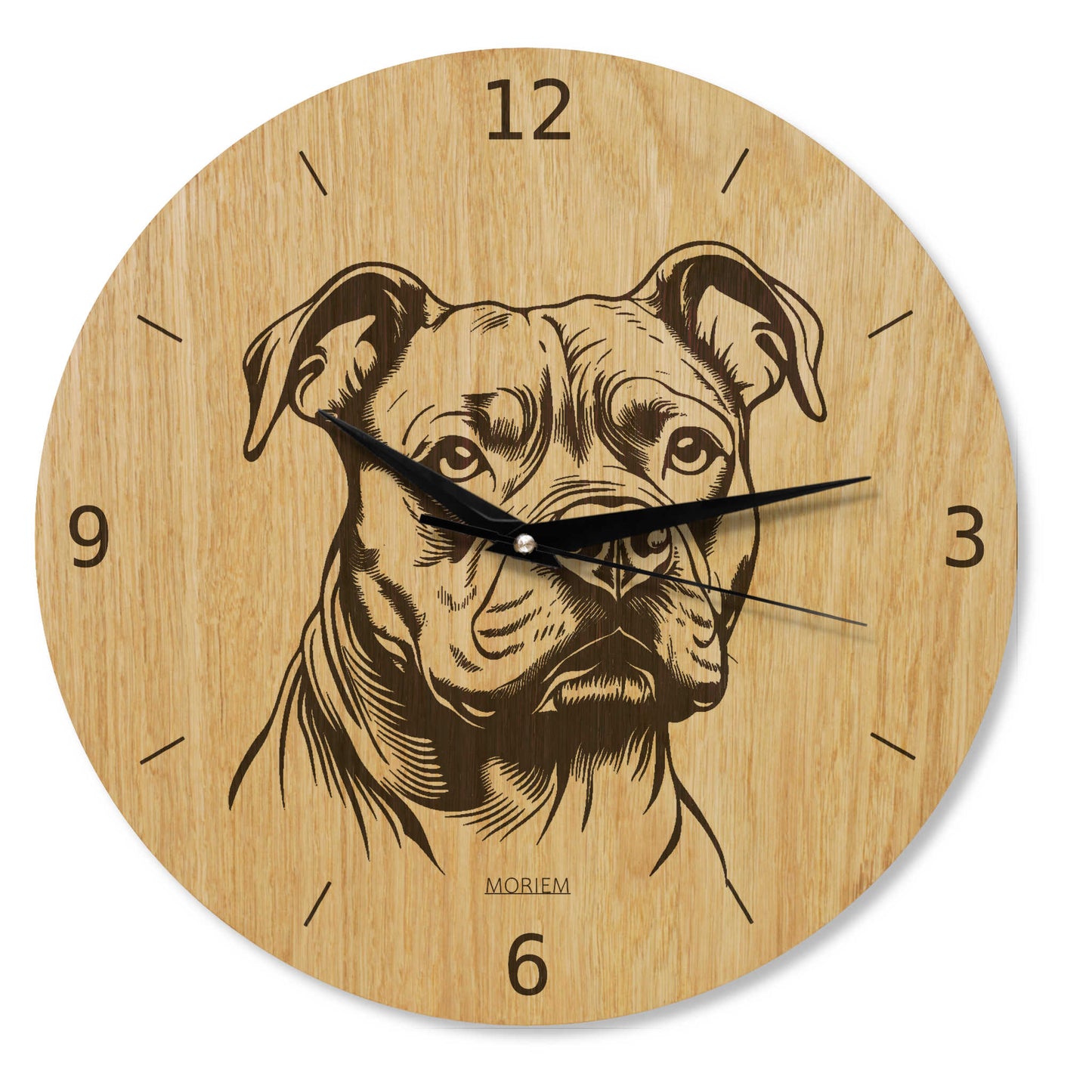 Wanduhr Hund - Wohnzimmeruhr modern mit Hundemotiv Bulldogge - 30 cm/40 cm groß
