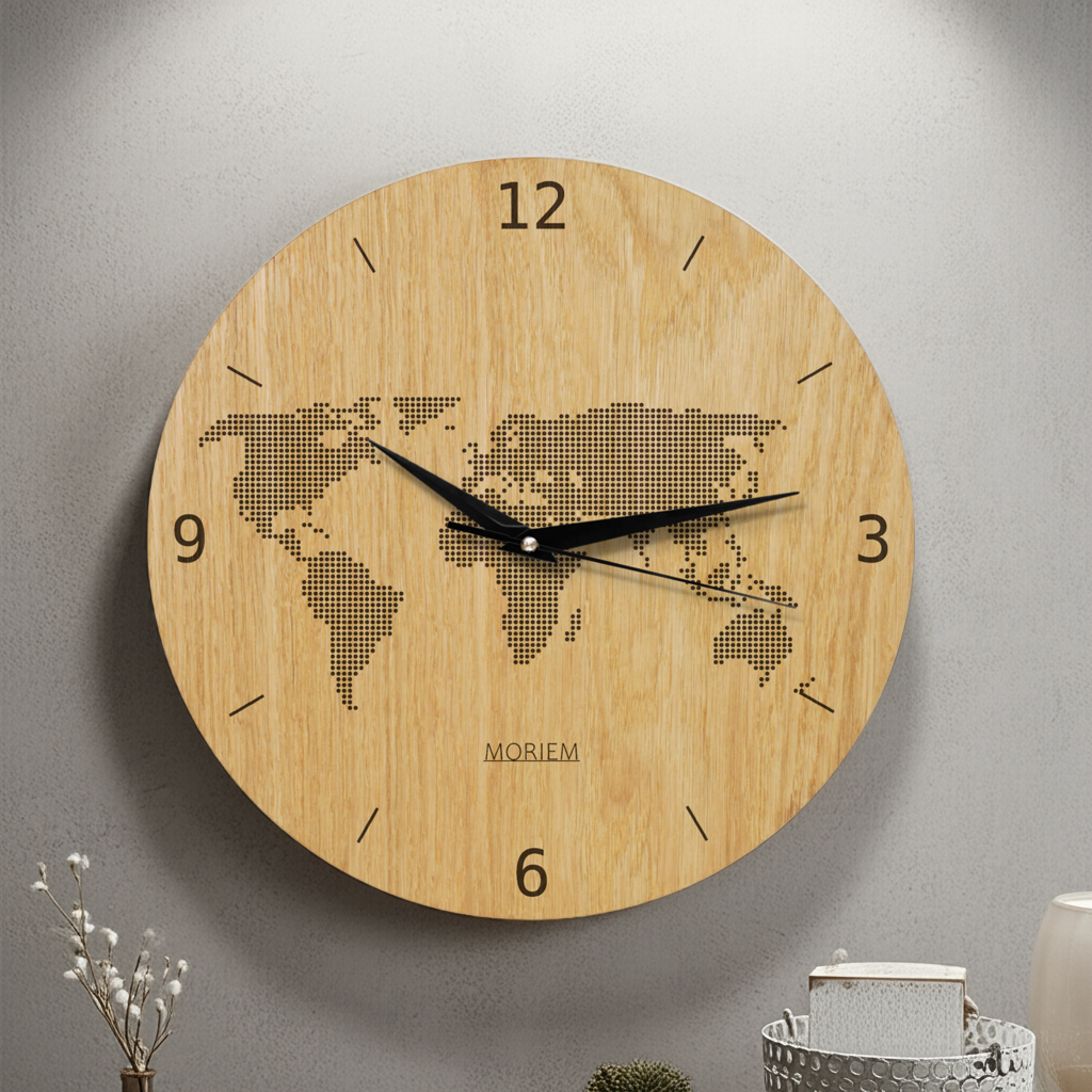 Stylische Wanduhr Weltkarte - Wohnzimmeruhr modernes Design - 30 cm/40 cm groß