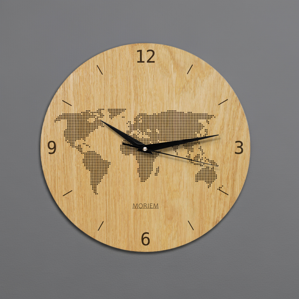 Stylische Wanduhr Weltkarte - Wohnzimmeruhr modernes Design - 30 cm/40 cm groß