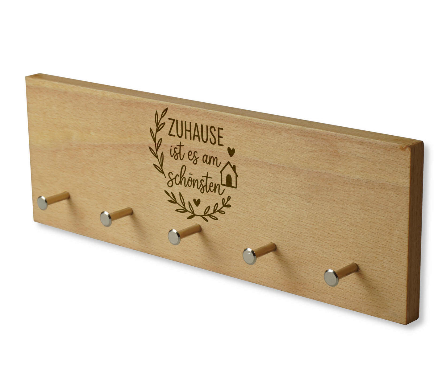 Schlüsselbrett Naturholz Buche mit Gravur