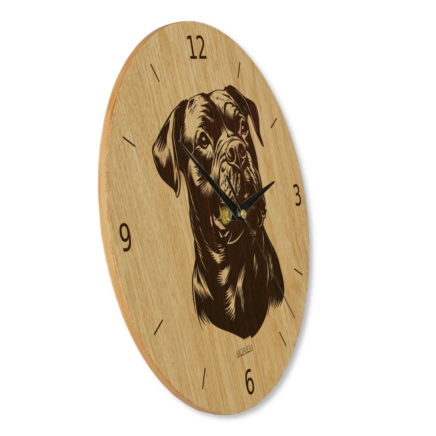 Wanduhr aus Holz - Wohnzimmeruhr modern mit Hundemotiv - 30 cm/40 cm groß