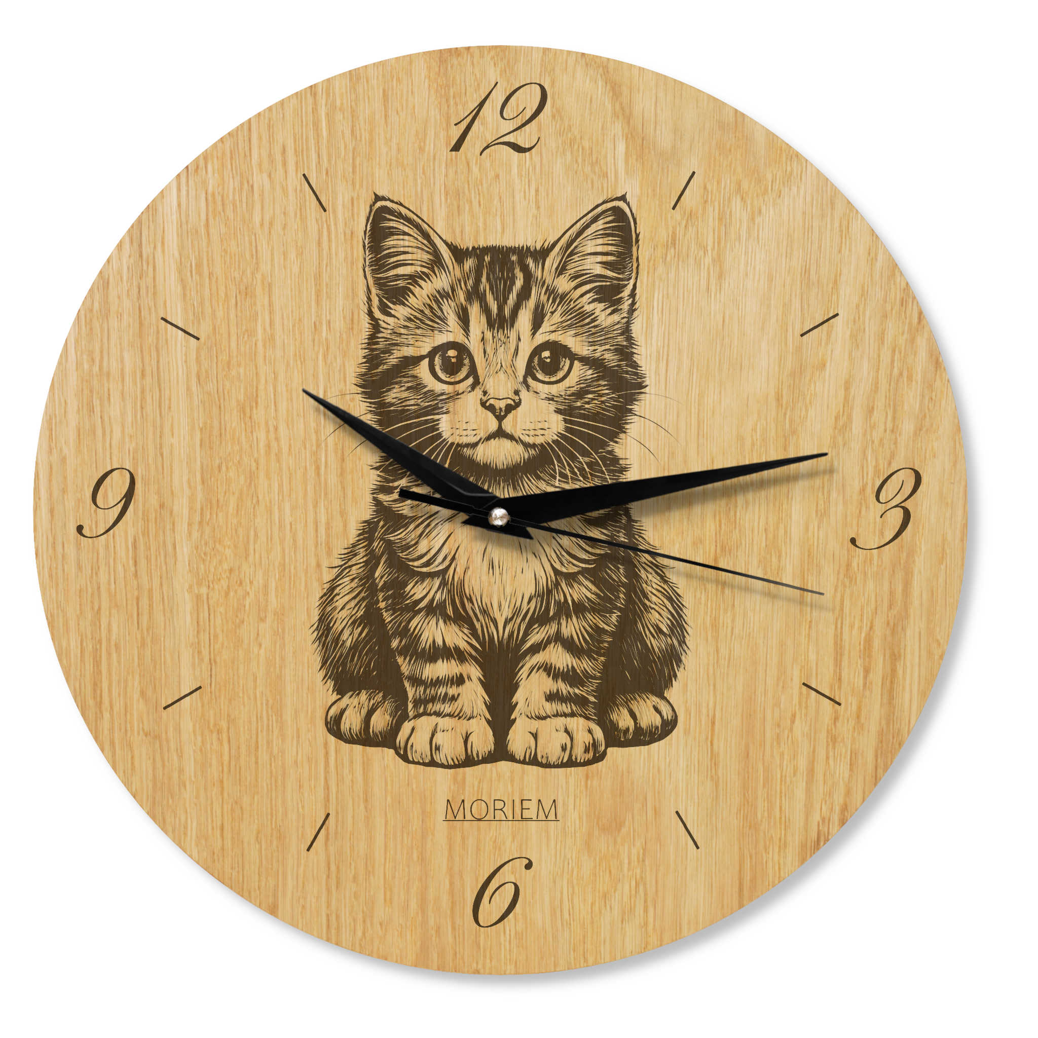 Wanduhr Katze - Wanduhr aus Holz mit Katzenmotiv - Wohnzimmeruhr 30 cm/40 cm