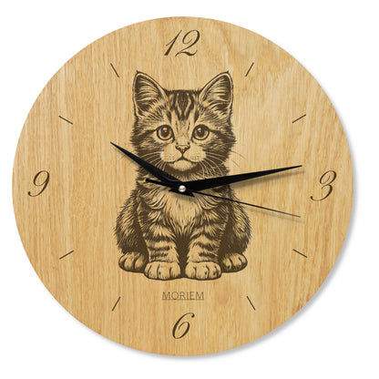 Wanduhr Katze - Wanduhr aus Holz mit Katzenmotiv - Wohnzimmeruhr 30 cm/40 cm