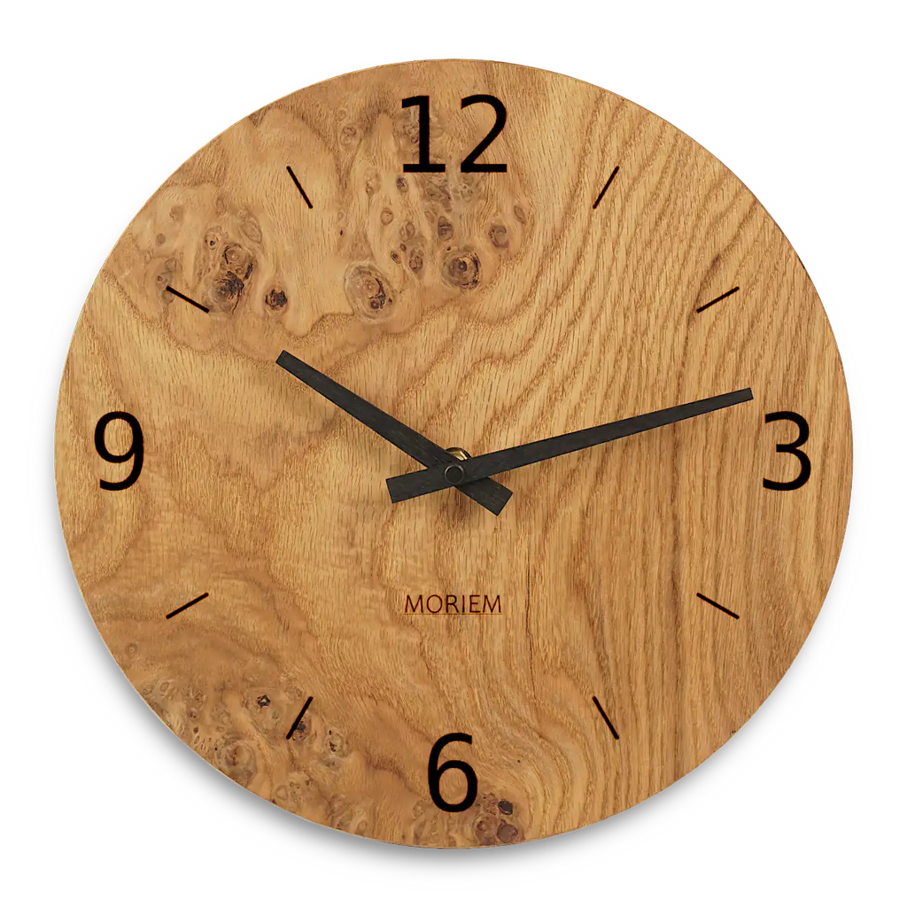 Wanduhr rustikal - modernes Design - Eiche Maser 30 cm
