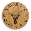 Wanduhr Holz rustikal -  Wohnzimmeruhr mit Hirsch