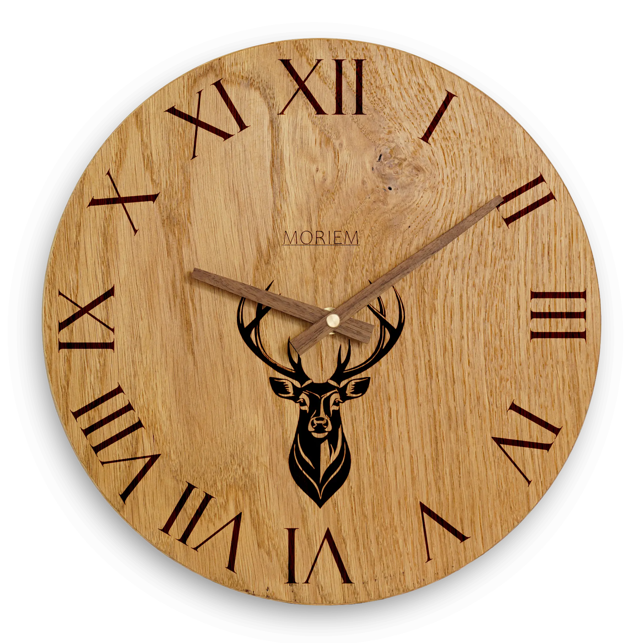 Wanduhr Holz rustikal -  Wohnzimmeruhr mit Hirsch