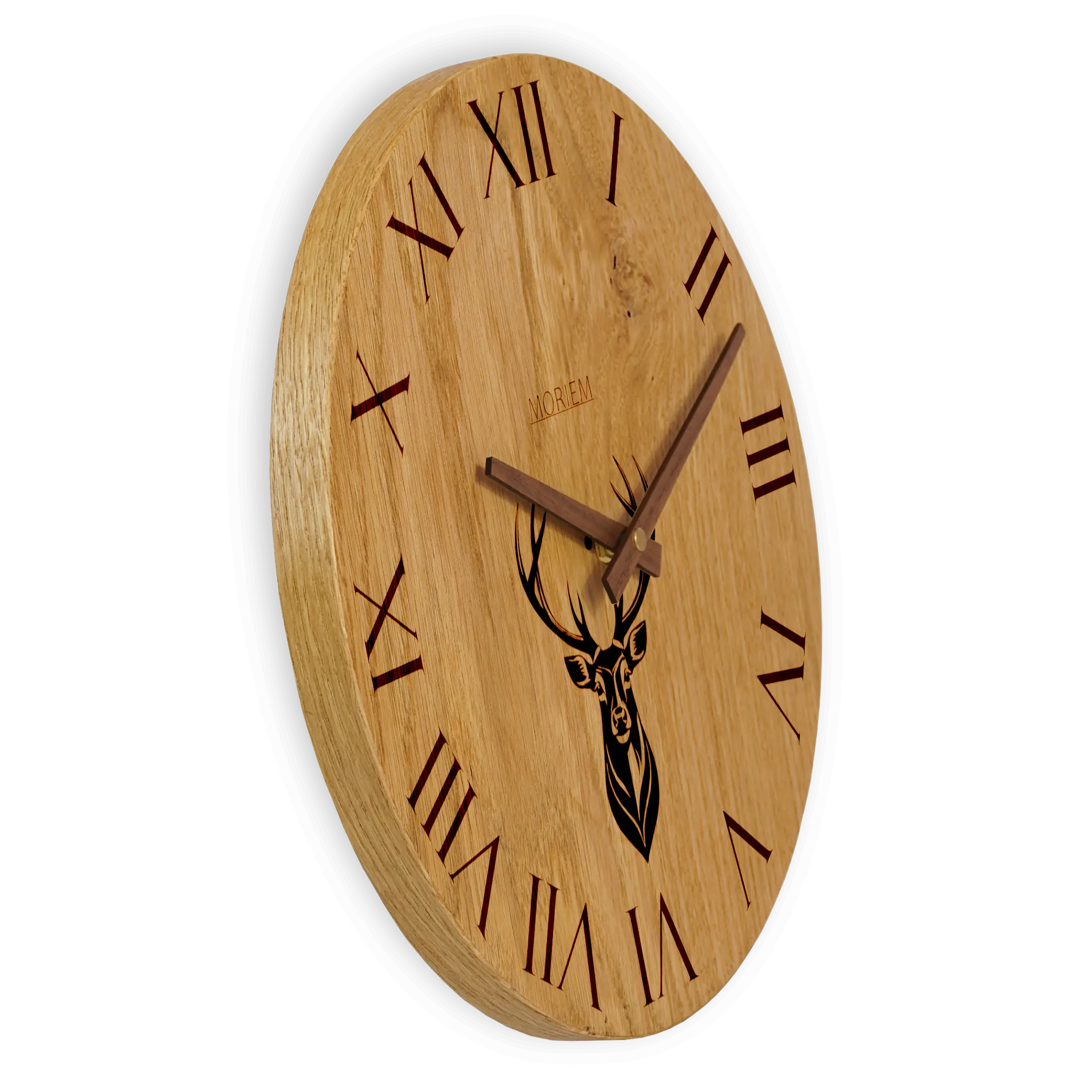 Wanduhr Holz rustikal -  Wohnzimmeruhr mit Hirsch
