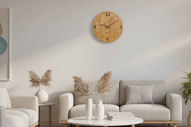 Wanduhr Holz modern Eiche 30 cm