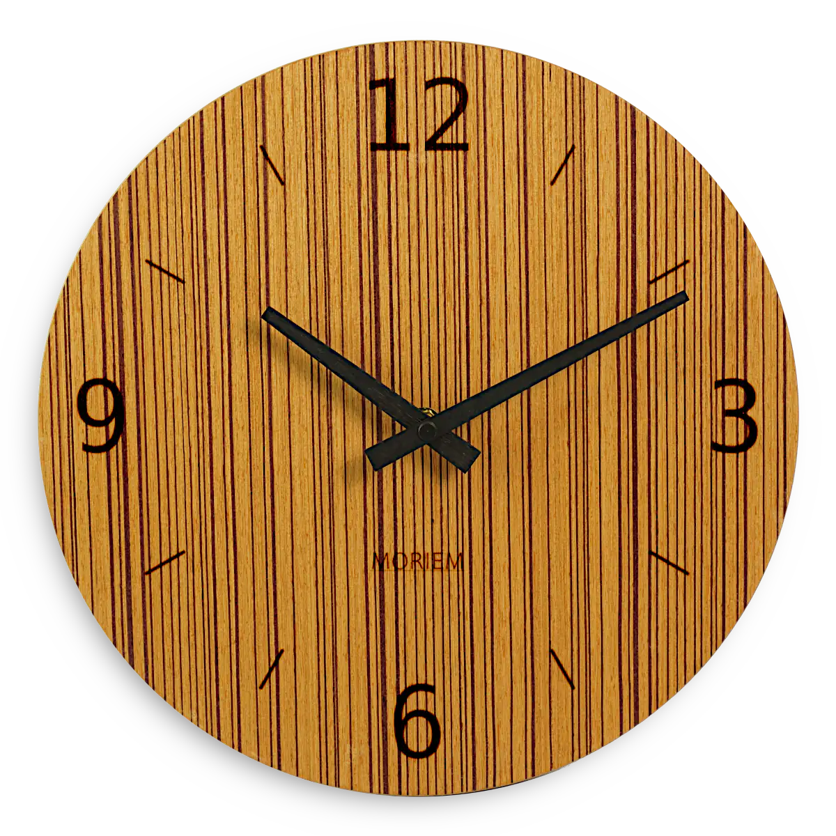 Ausgefallene Wanduhr Holz Zebrano Furniert 30 cm