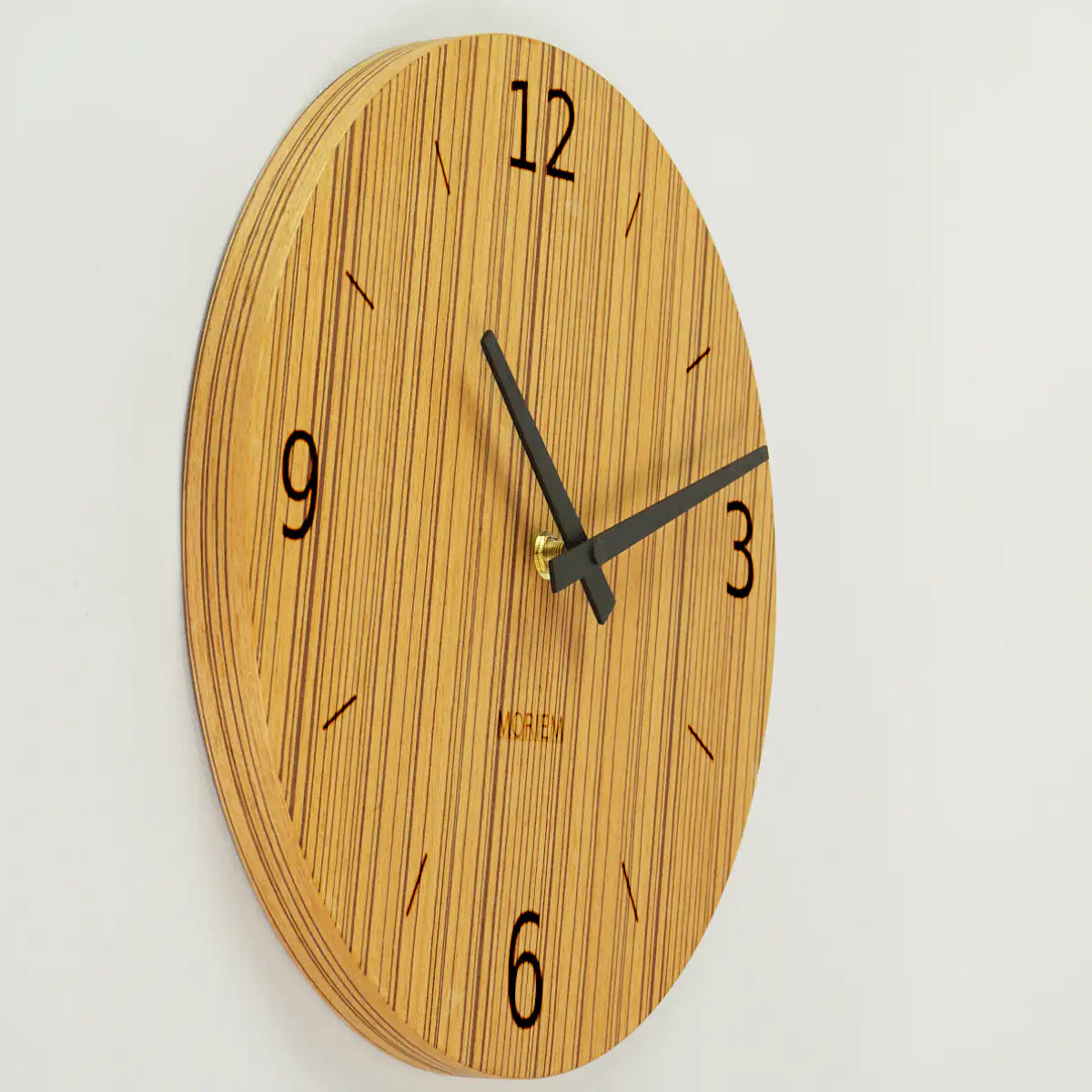 Ausgefallene Wanduhr Holz Zebrano Furniert 30 cm