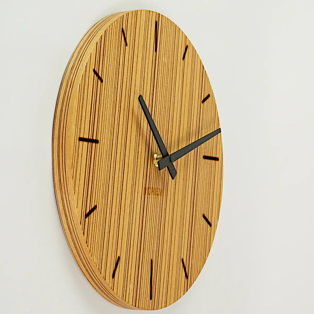 Wanduhr außergewöhnlich aus Holz - 30 cm Zebrano