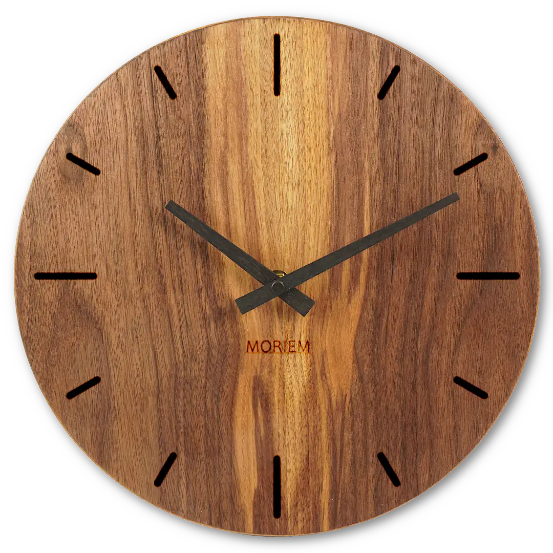 Moderne Wanduhr Nussbaum minimalistisch 30 cm