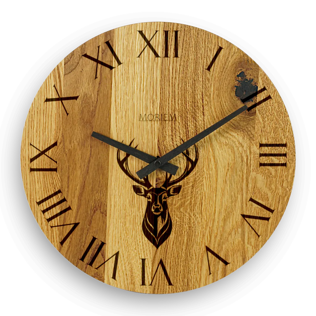 Wanduhr Hirsch Vintage - Wohnzimmeruhr mit Hirschkopf Motiv - 30 cm