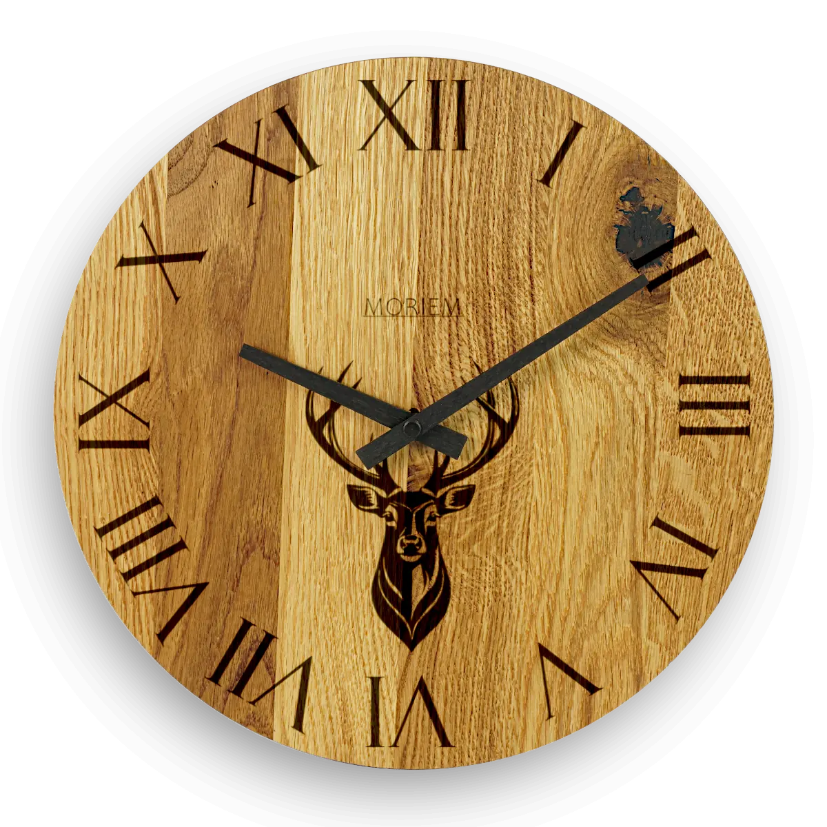 Wanduhr Hirsch Vintage - Wohnzimmeruhr mit Hirschkopf Motiv - 30 cm