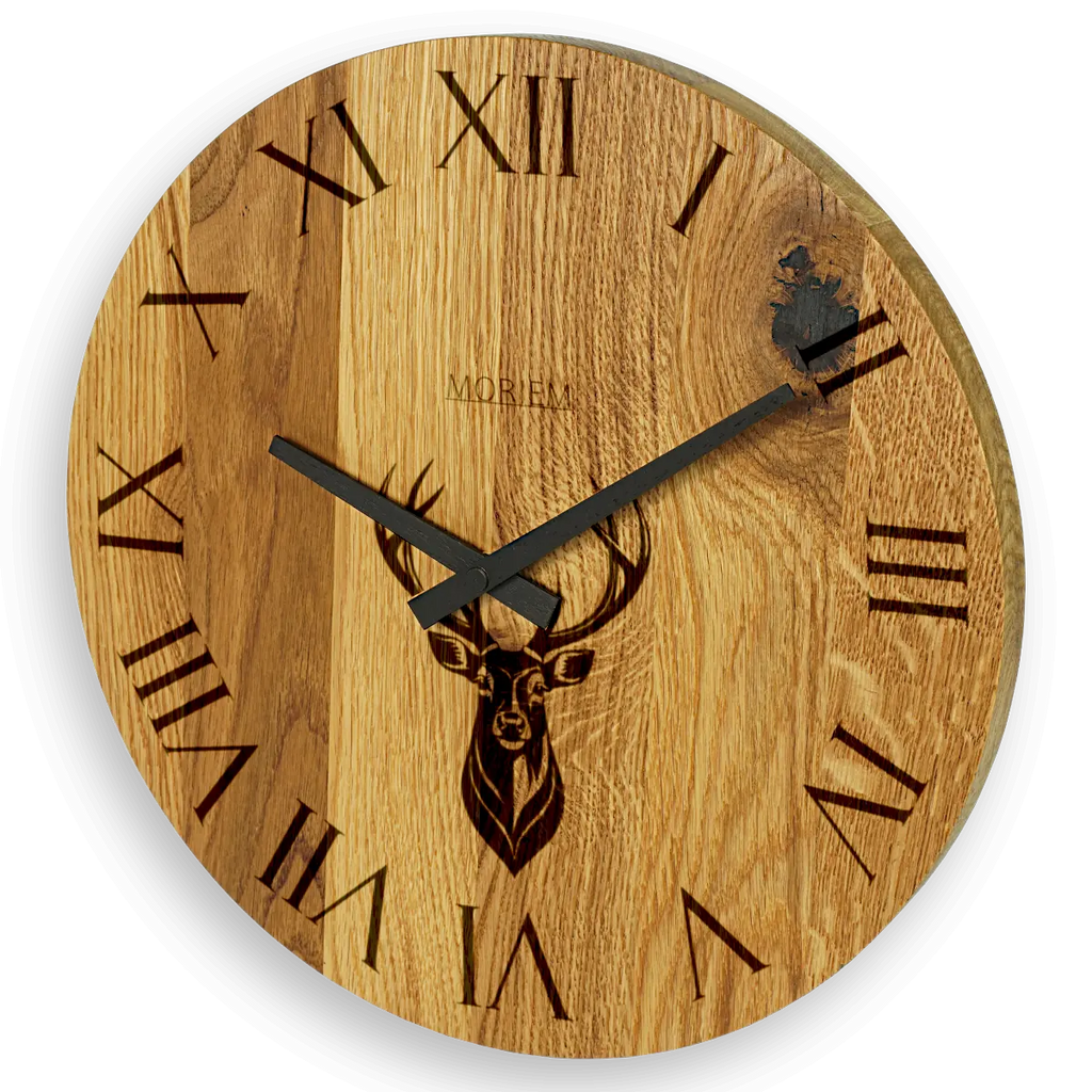 Wanduhr Hirsch Vintage - Wohnzimmeruhr mit Hirschkopf Motiv - 30 cm