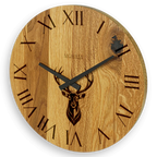 Wanduhr Hirsch Vintage - Wohnzimmeruhr mit Hirschkopf Motiv - 30 cm