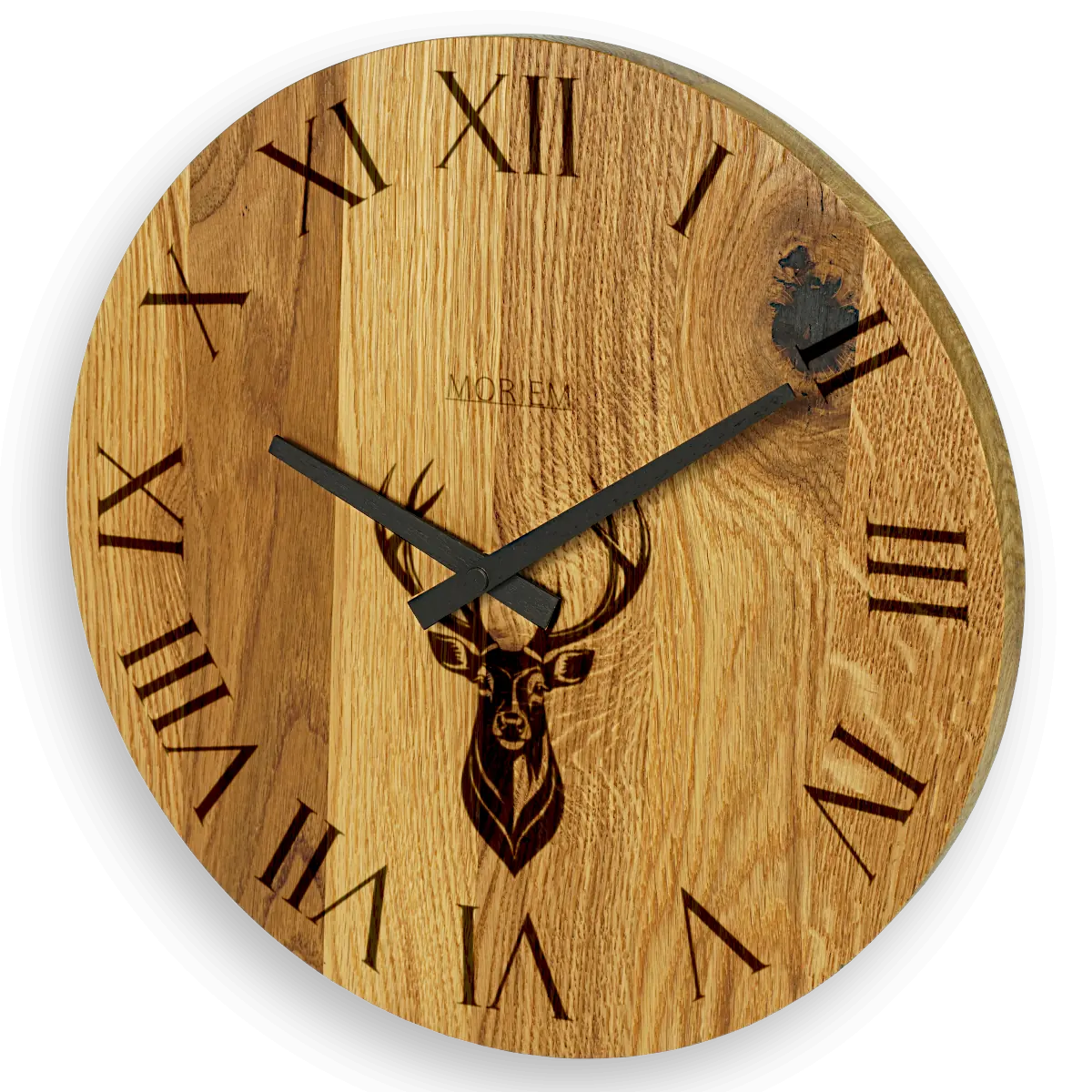 Wanduhr Hirsch Vintage - Wohnzimmeruhr mit Hirschkopf Motiv - 30 cm