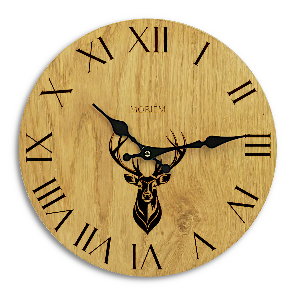 Wanduhr Hirsch modern - Wohnzimmeruhr mit Hirschkopf Motiv - 30 cm/40 cm groß