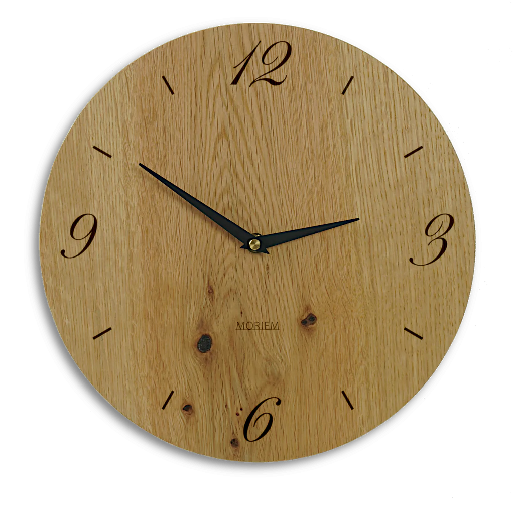 Wohnzimmeruhr modern - Wanduhr aus Holz Eiche rustikal 30 cm