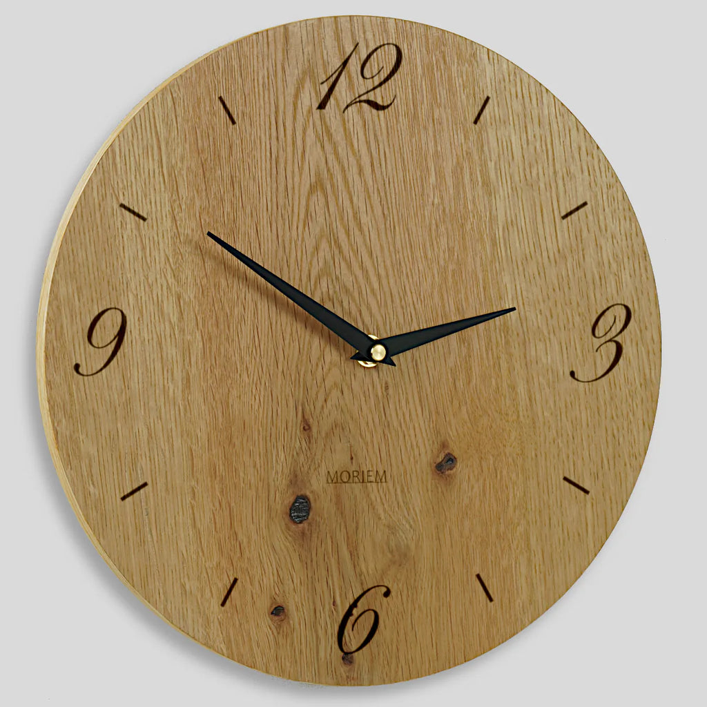 Wohnzimmeruhr modern - Wanduhr aus Holz Eiche rustikal 30 cm