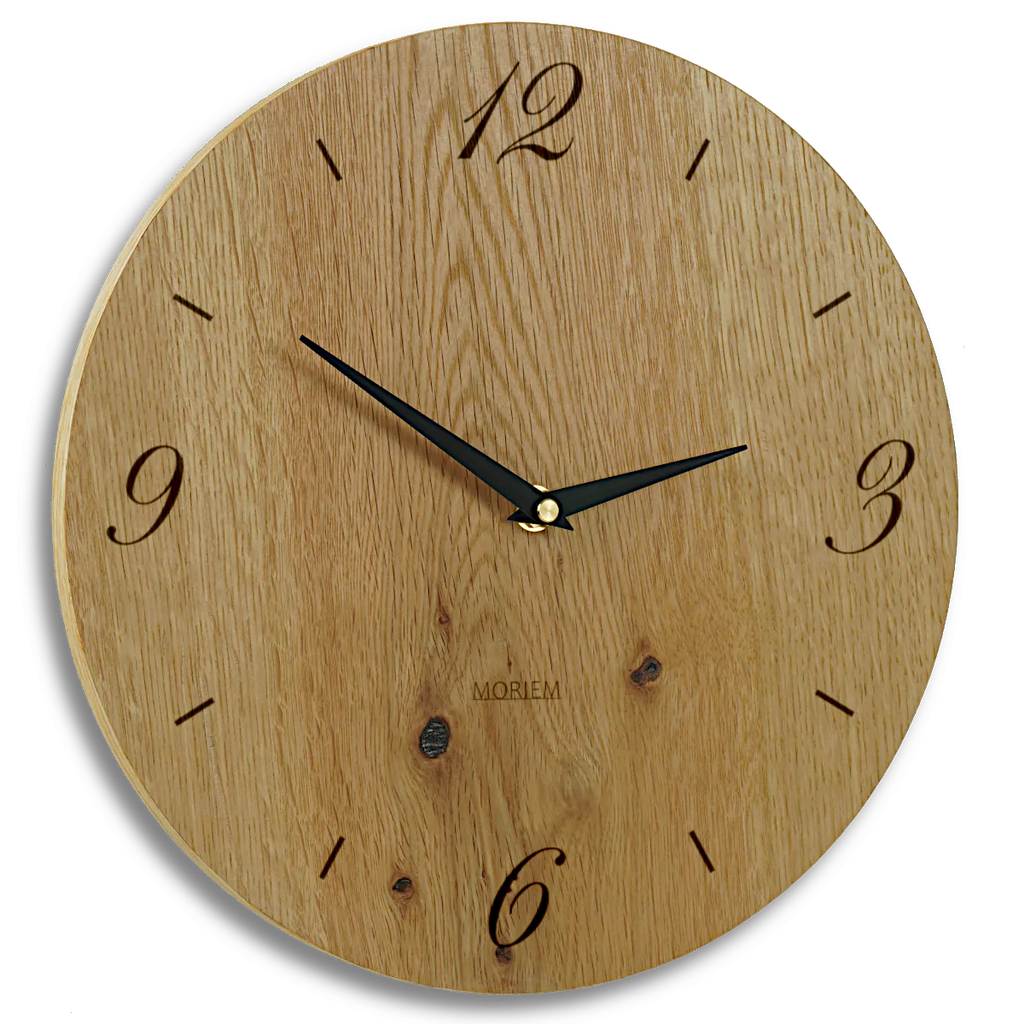 Wohnzimmeruhr modern - Wanduhr aus Holz Eiche rustikal 30 cm