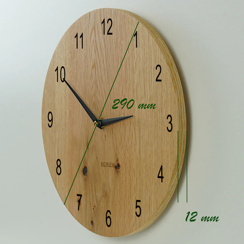 Wohnzimmeruhr  30 cm Eiche klassische Ziffern