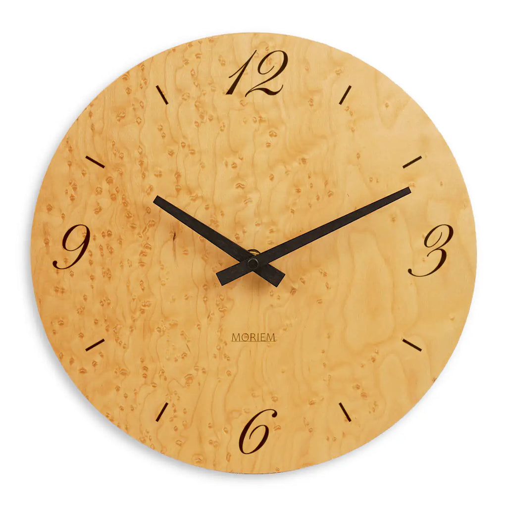 MORIEM - Ausgefallene Wanduhr Holz - 30 cm Wanduhr  - Vogelaugen Ahorn
