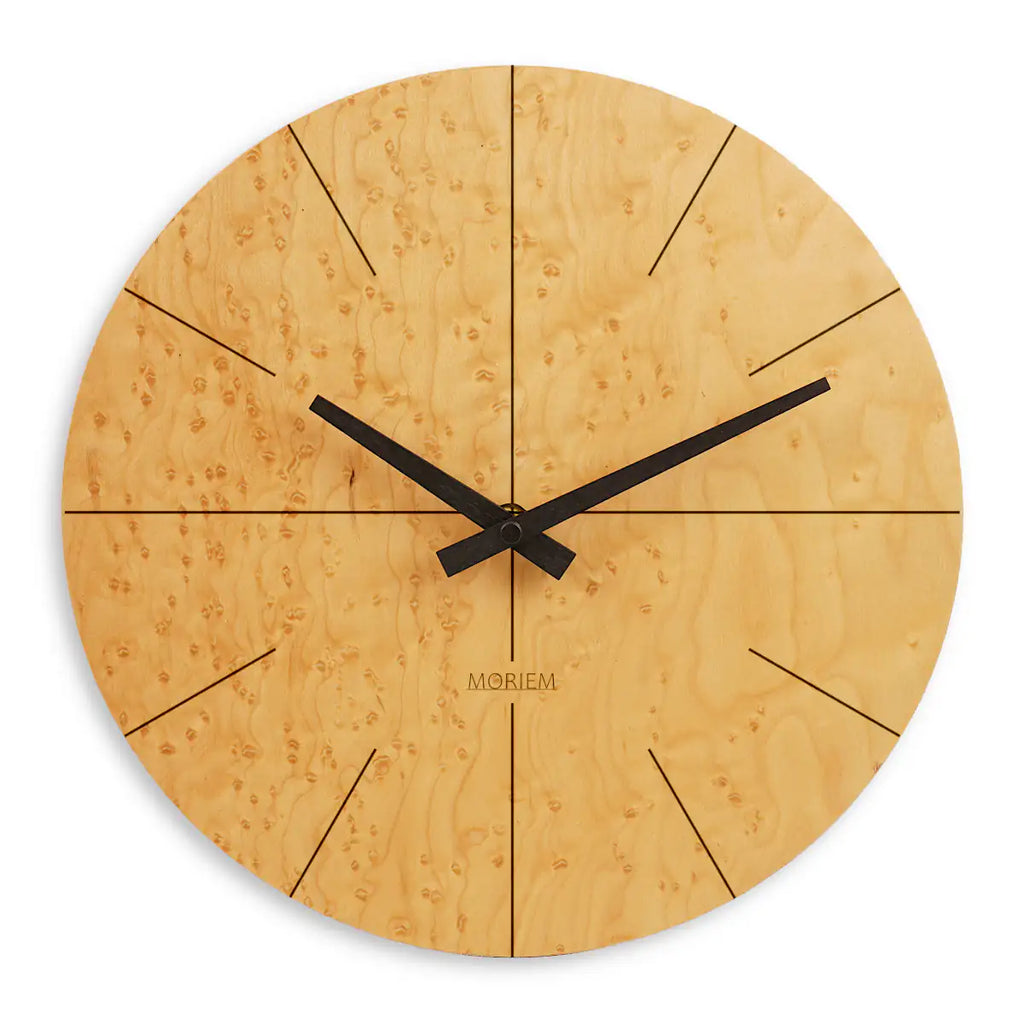 Wohnzimmeruhr modern - 30 cm Wanduhr aus Holz - Vogelaugen Ahorn