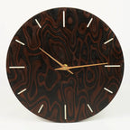 Ausgefallene Küchenuhr Nussbaum Wurzelholz Furnier - 30 cm