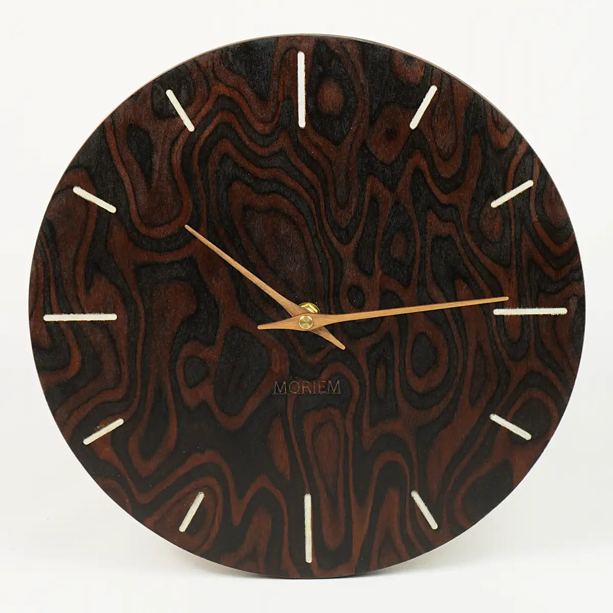 Ausgefallene Küchenuhr Nussbaum Wurzelholz Furnier - 30 cm