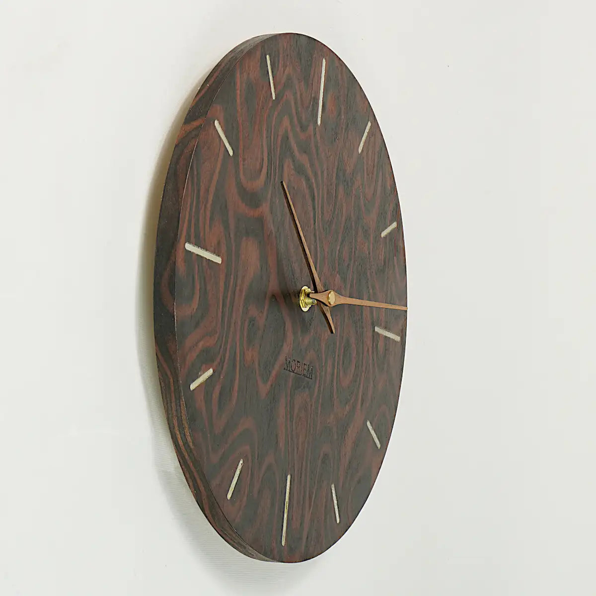 Ausgefallene Küchenuhr Nussbaum Wurzelholz Furnier - 30 cm