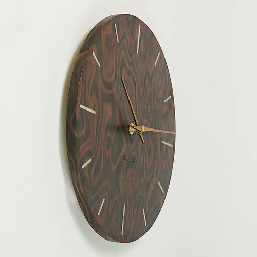 Ausgefallene Küchenuhr Nussbaum Wurzelholz Furnier - 30 cm