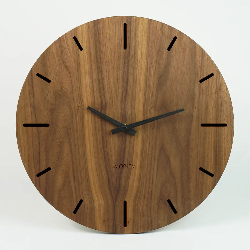 MORIEM - Große Küchenuhr Nussbaum modern 40 cm