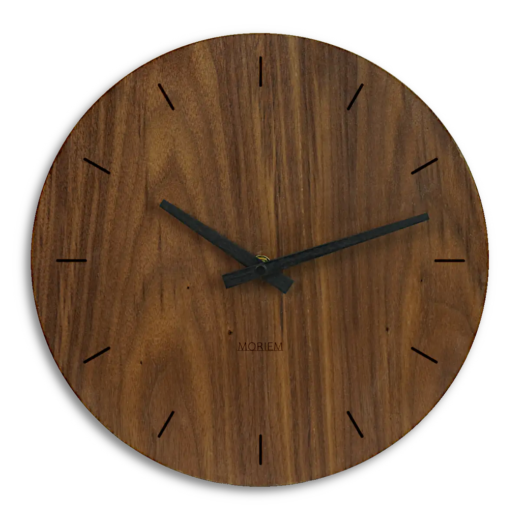 Küchen Wanduhr modern 30 cm  Nussbaum