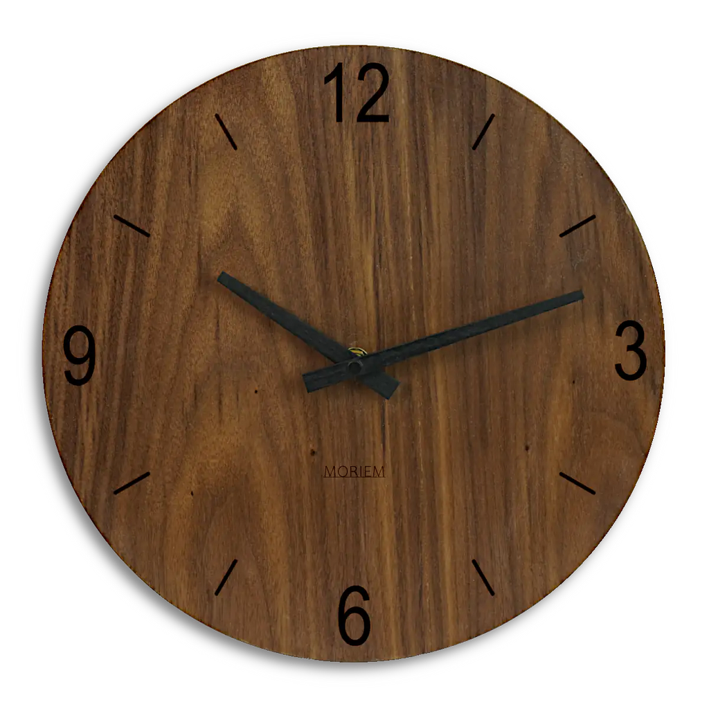 Wanduhr modern Holz Nussbaum 30 cm