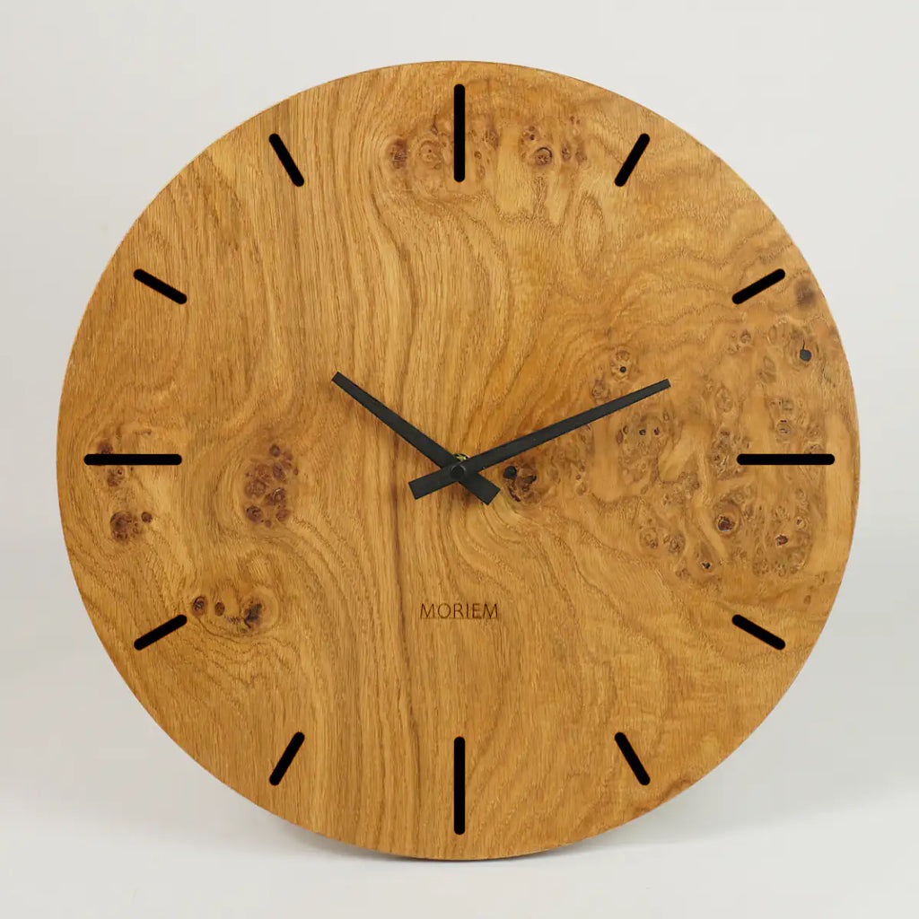 Wohnzimmeruhr Holz rustikal 30 cm Eiche Maser