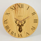 Küchenuhr Landhaus Stil - 40 cm groß Eiche - Wanduhr mit Hirschmotiv