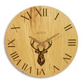 Küchenuhr Landhaus Stil - 40 cm groß Eiche - Wanduhr mit Hirschmotiv