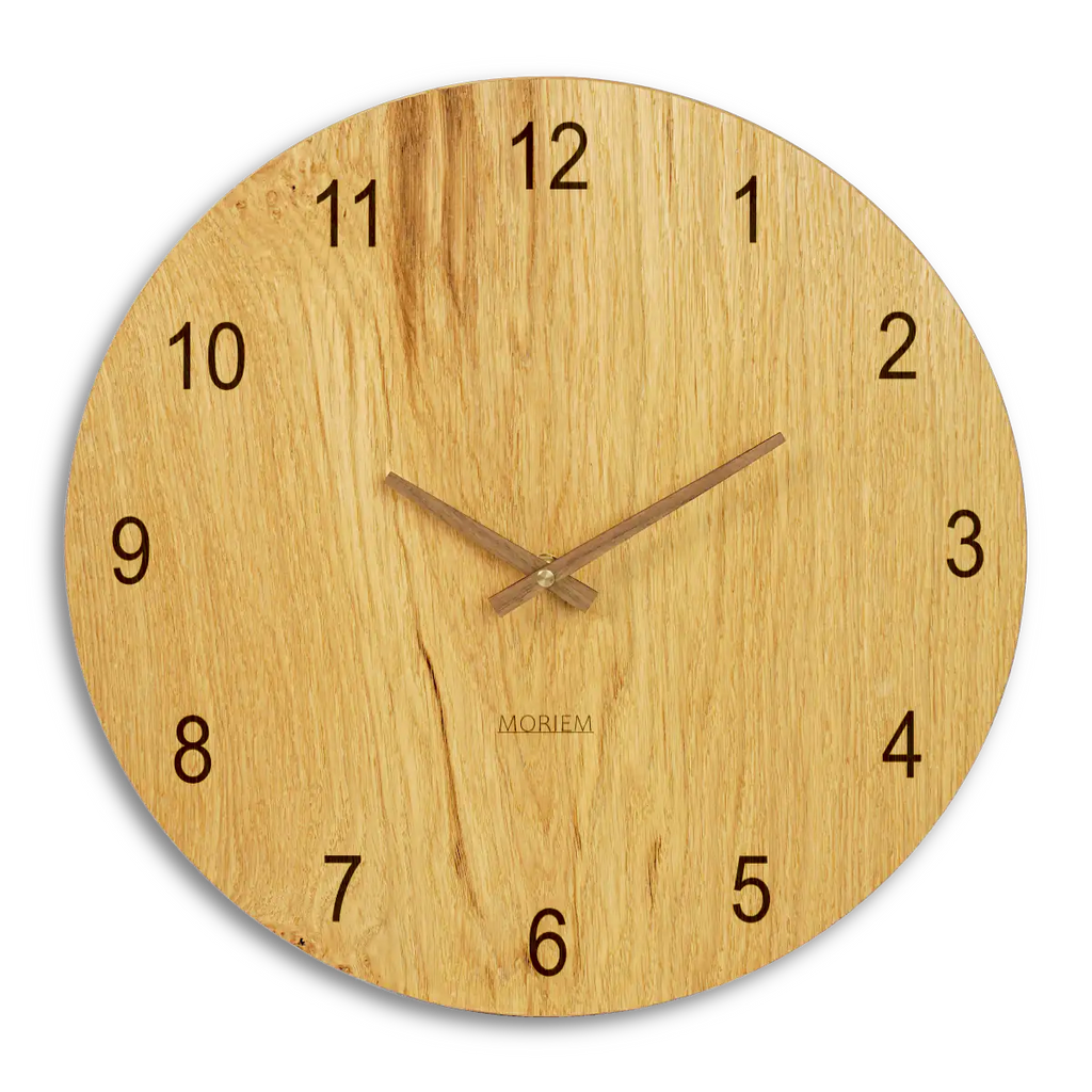 Küchenuhr Holz - Wanduhr Eiche 40 cm groß  - moderne Ziffern