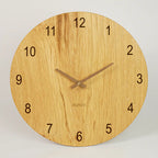 Küchenuhr Holz - Wanduhr Eiche 40 cm groß  - moderne Ziffern