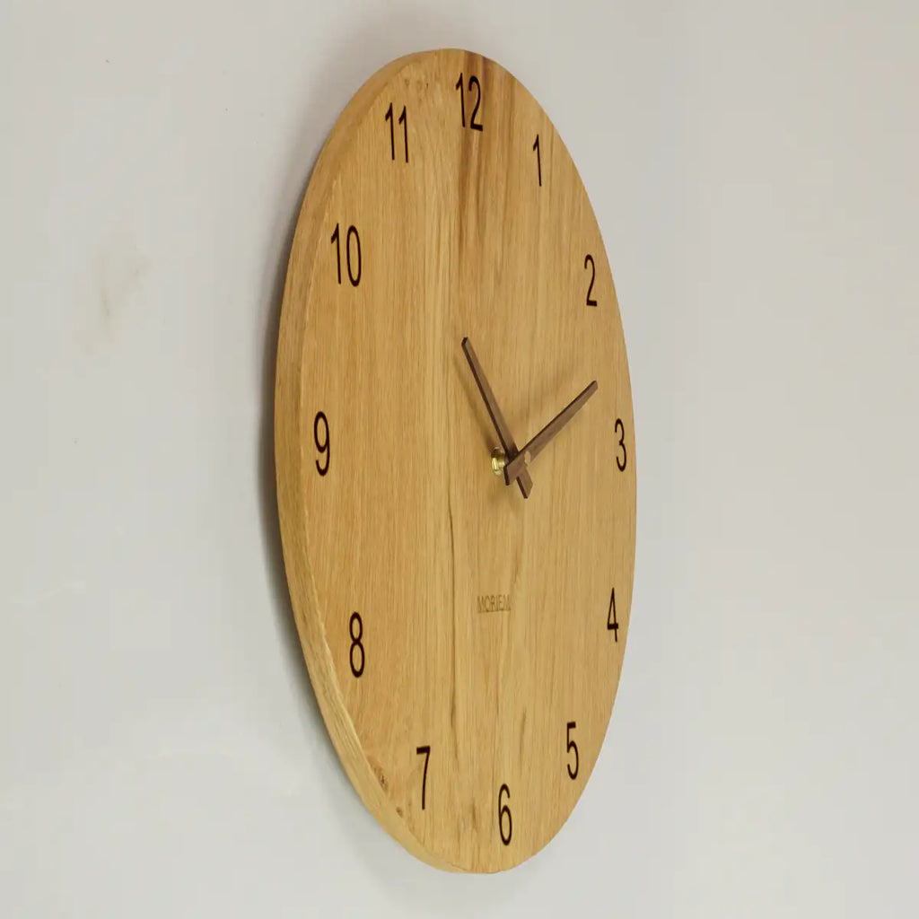 Küchenuhr Holz - Wanduhr Eiche 40 cm groß  - moderne Ziffern