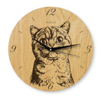 Wanduhr Katze grinsend - moderne Wohnzimmeruhr - Eiche 30 cm/40 cm groß