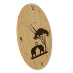 Wanduhr Afrika - Wohnzimmeruhr Holz - Motiv Afrika - moderne Wohnzimmeruhr Eiche - 30 cm/40 cm groß