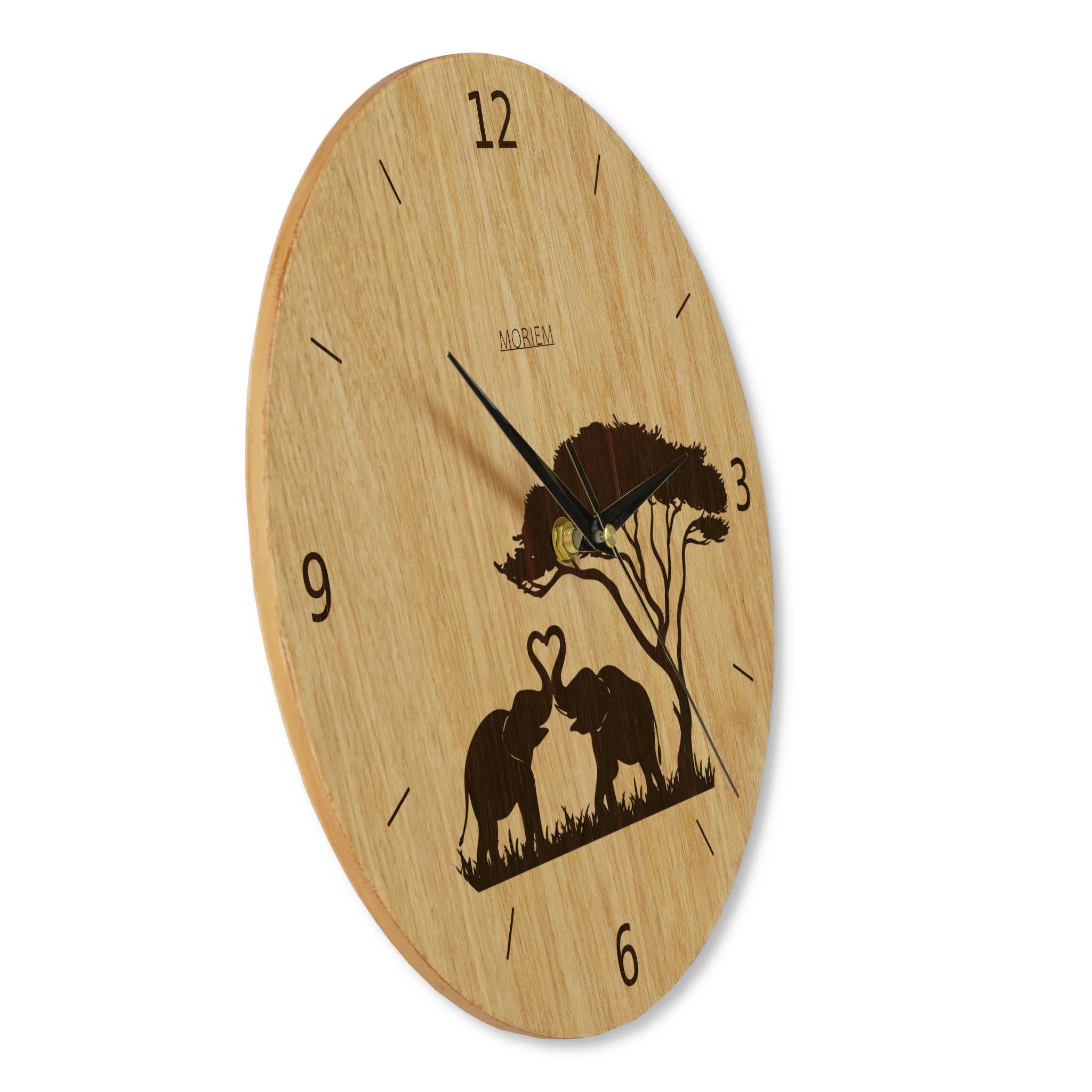 Wanduhr Afrika - Wohnzimmeruhr Holz - Motiv Afrika - moderne Wohnzimmeruhr Eiche - 30 cm/40 cm groß