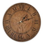 Wanduhr aus Holz Vintage rustikal Shabby mit graviertem Inlay 30cm - Handgefertigte Uhr Vintage Stil
