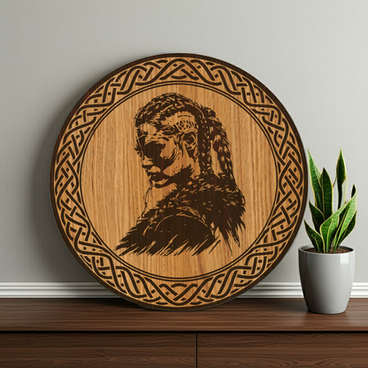 Holzbild Wikinger Kriegerin - Wandbild Wikinger Frau - 30/40 cm