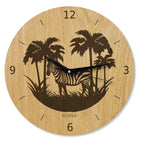 Wanduhr Afrika Zebra - Wohnzimmeruhr Holz - moderne Wohnzimmeruhr Eiche - 30 cm/40 cm groß