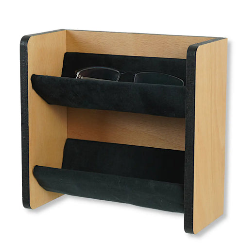 Brillenhalter mit Samteinlage - Brillenablage Holz Buche -2 Fach